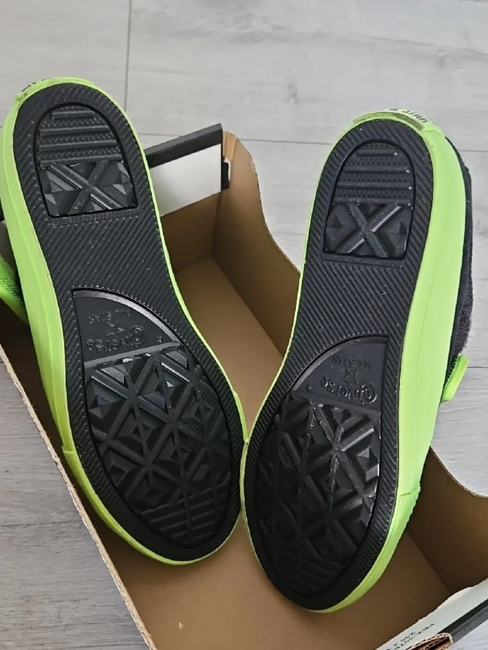 Converse Kids Low Top Sneakers - Black with Neon Green Accents